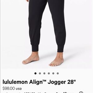 NWOT Lululemon Black Align joggers